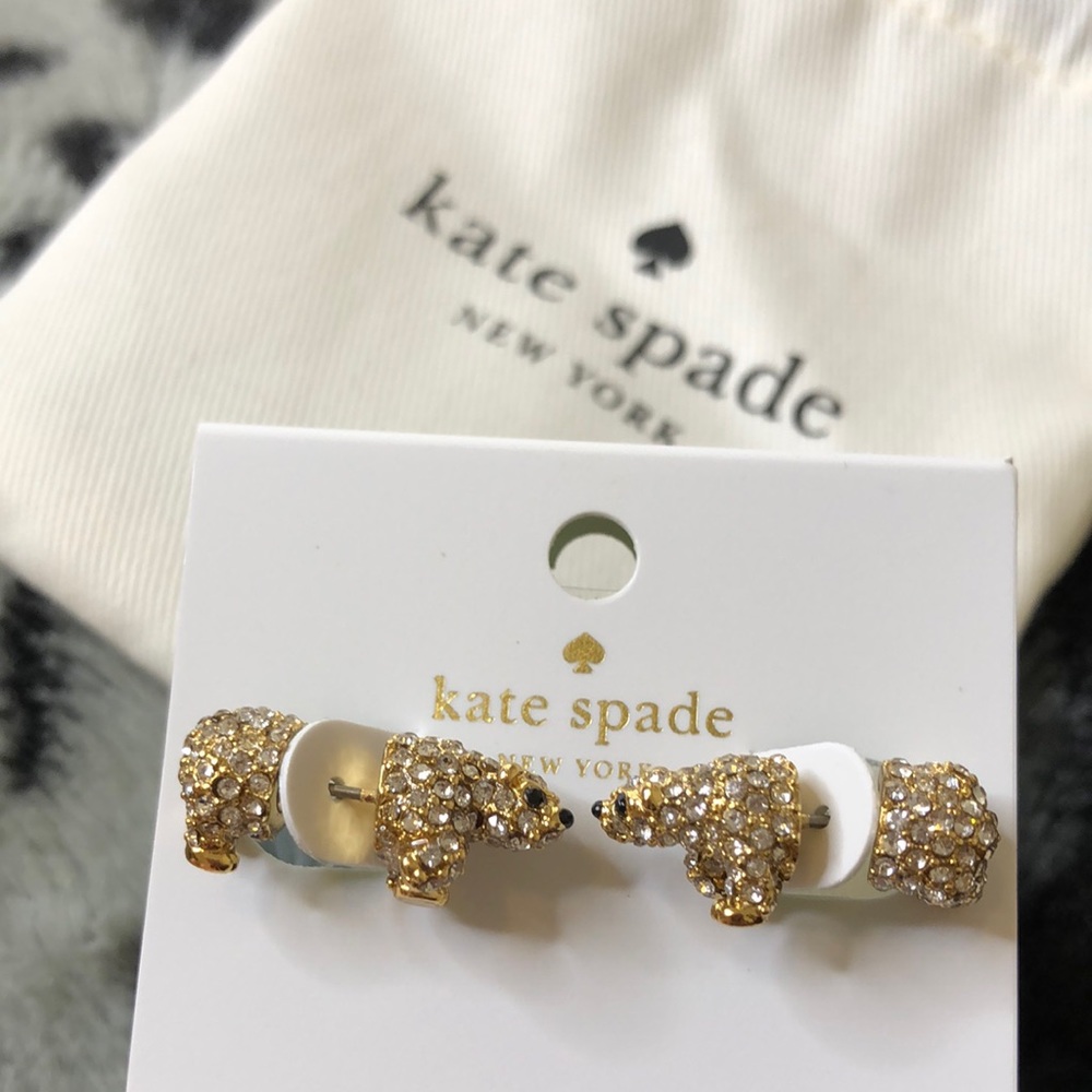 Kate Spade Cold Comforts Polar Bear Earrings New